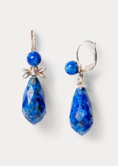 Pendientes Ralph Lauren Mujer Plateados - Sterling & Lapis Drop - RVHYG5324